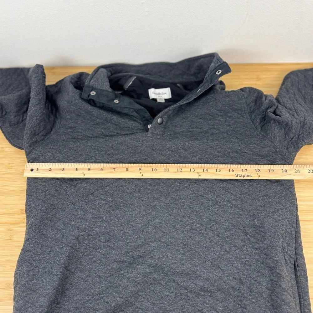 Goodfellow Co Mens Quilted Snap Neck Pullover‎ Sweatshirt Charcoal Gray Size M